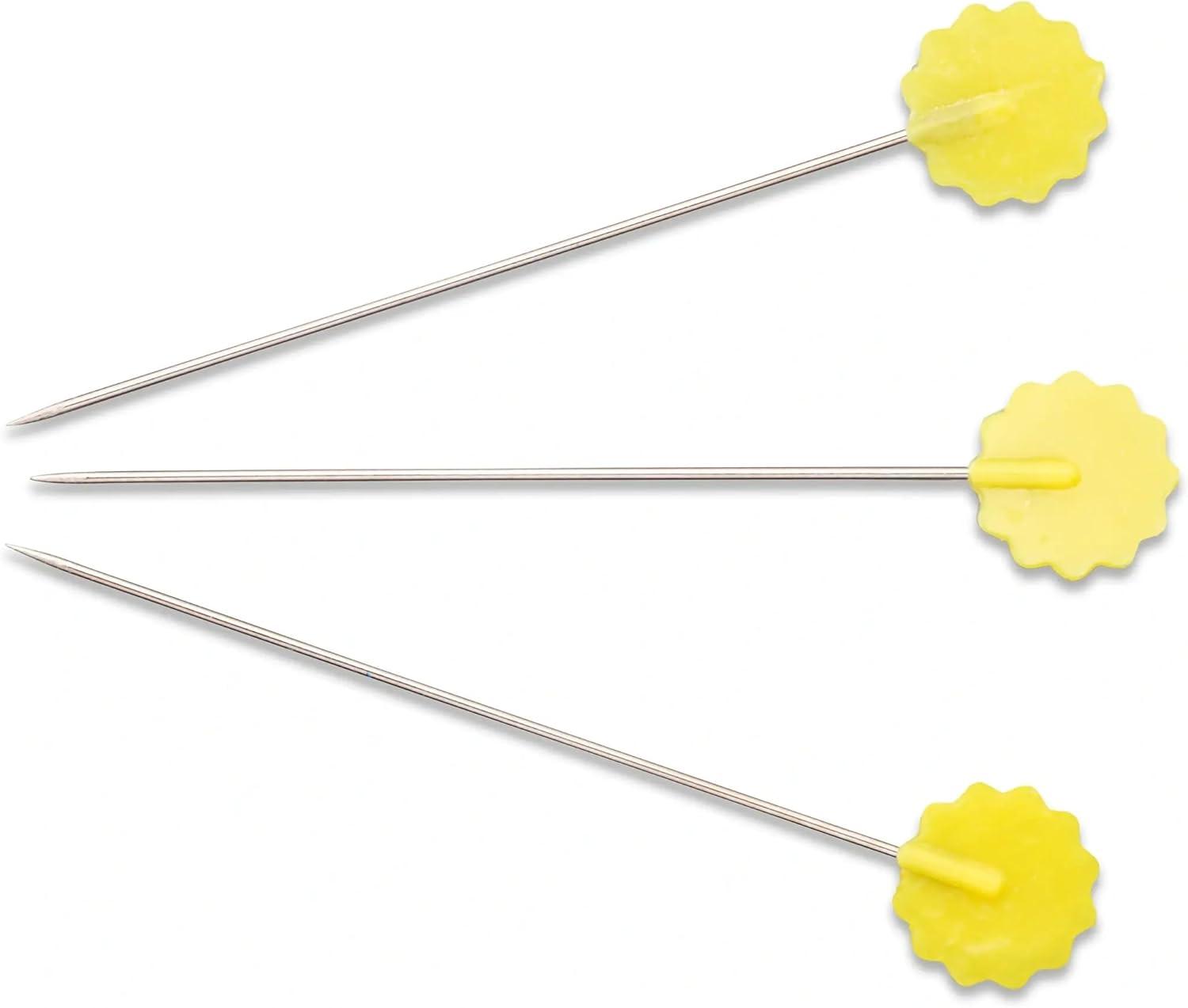 imagePrym 2 Flat Flower Head Pins Yellow 50 pcSilver