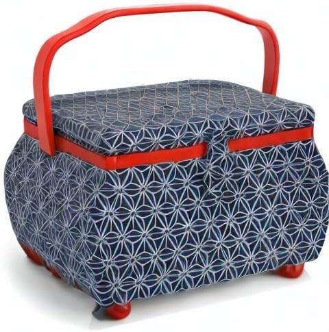 imagePrym Large Curved Sewing Basket Navy amp Red Geometric