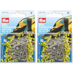 Prym 1-7/10″ Extra-Long Glass Head, Yellow Straight Pins, Silver, 200 Count, 43 x 0,60mm(43 x 0 60mm (Pack of 2))