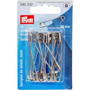 Prym 2″ Safety Pins, Silver, 12 pc