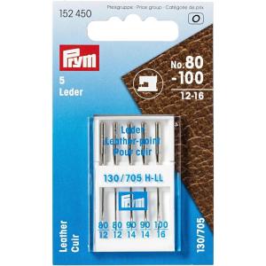 Prym Leather Sewing Machine Needles, Sizes 12-16 (No. 80-100), 5 pc
