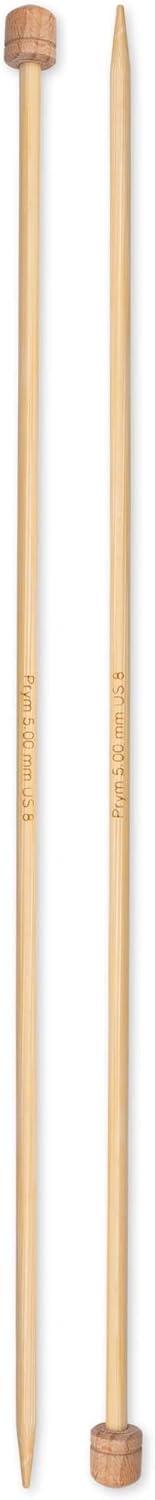 imagePrym 13 Single Point Knitting Needles Bamboo US 10 6mmUS 8 5 mm