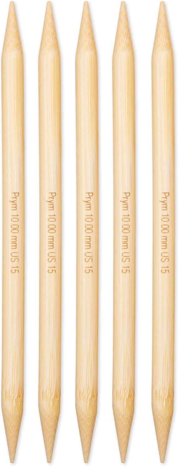 imagePrym 8 Double Point Knitting Needles Bamboo US 13 9mmUS 15 10 mm