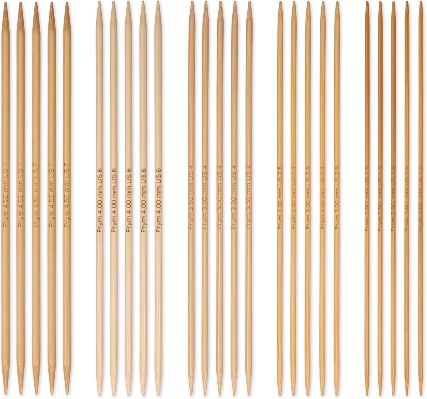 imagePrym 8 Double Point Knitting Needles Set Bamboo 2545mm