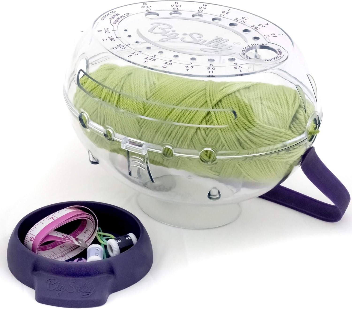 imagePrym Big Sully Travel Yarn Holder for Knitting amp Crochet Prevents Tangles with 6 Yarn Channels Needle Gauge Yarn Spindle NonSlip Base amp Hidden Storage