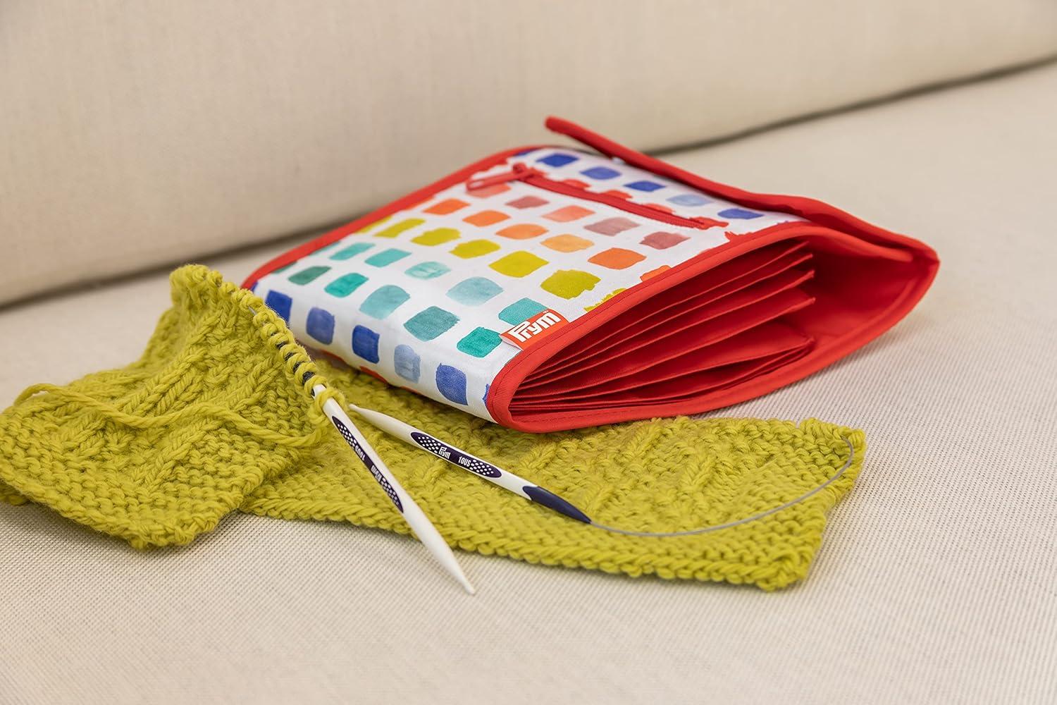 imagePrym Circular Knitting Needle Case 9 x 714 FanFold Organizer with 10 Pockets Magnetic Closure amp Zip Accessory Pocket Rainbow SpecksRainbow Specks