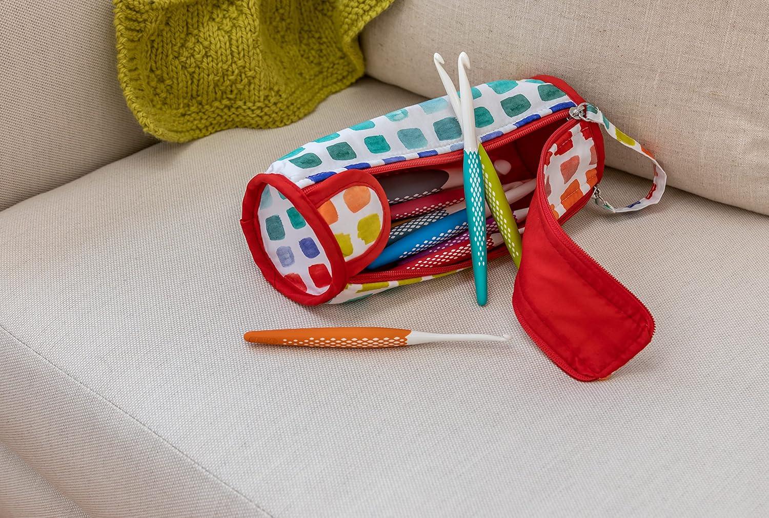 imagePrym Crochet Hook Roll amp Organizer Rainbow SpecksBag