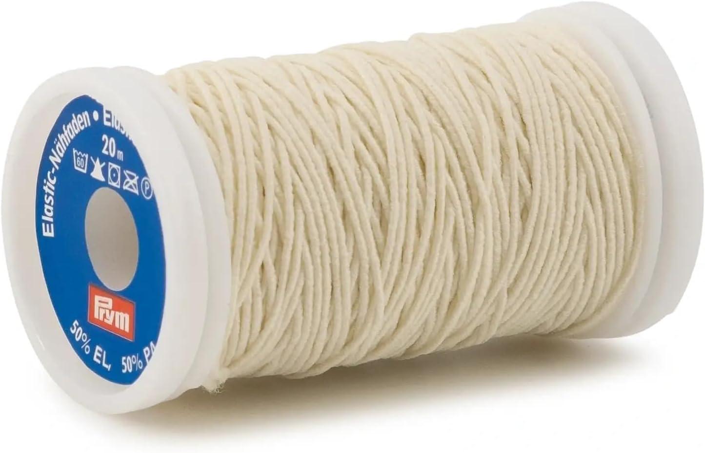 imagePrym Elastic Sewing Thread Sand 22 YD 20 MNatural White