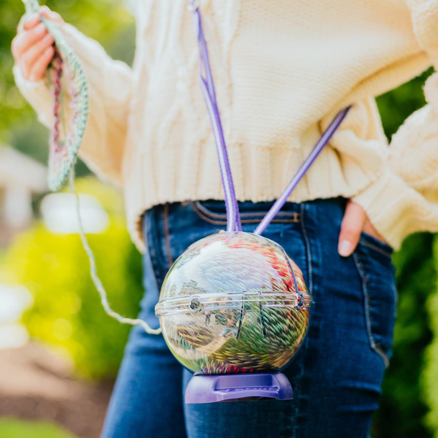 imagePrym Yarnit Travel Yarn Holder for Knitting amp Crochet Prevents Tangles with Two Yarn Channels Shoulder Strap NonSlip Base amp Hidden Storage
