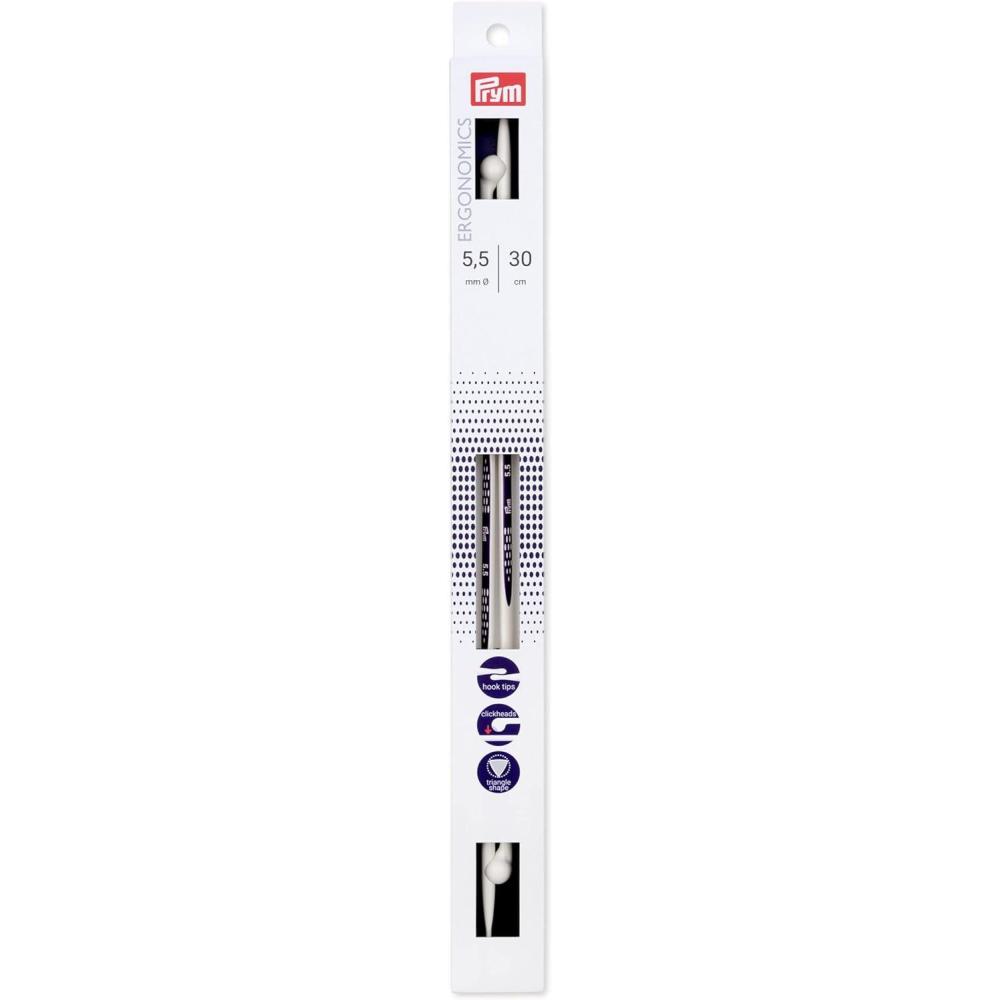 imagePrym 12 Ergonomic Single Point Knitting Needles US 11 8mmUS 9 55 mm