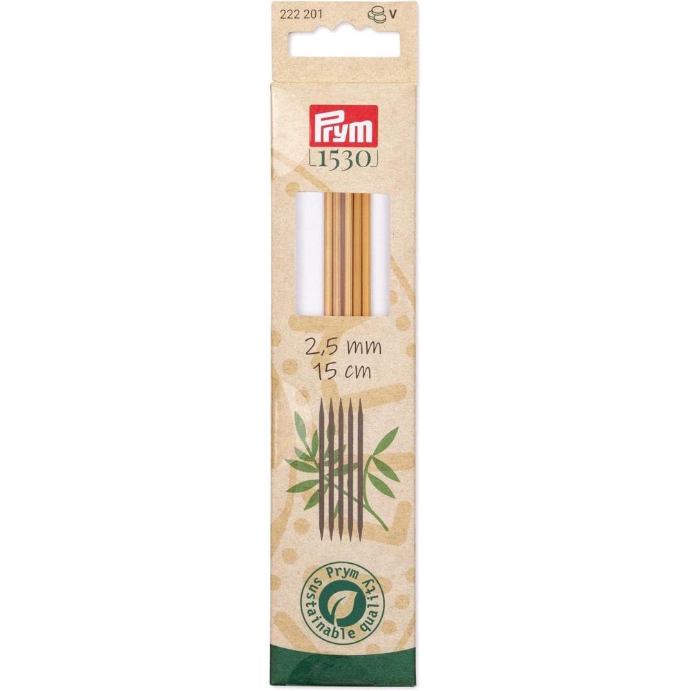imagePrym 6 Double Point Knitting Needles Bamboo US 2 3mmUS 15 25 mm