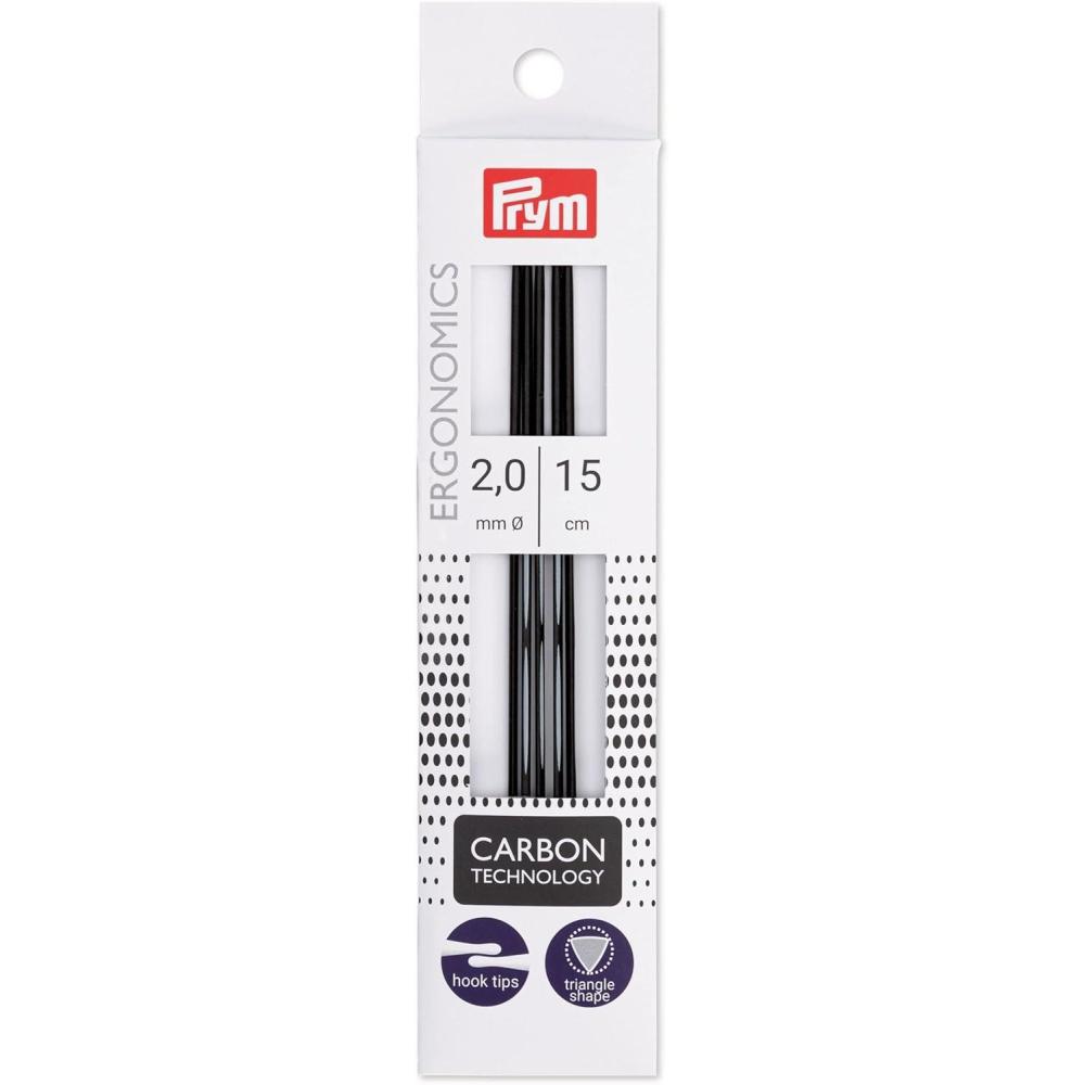 imagePrym 6 Ergonomic Double Point Knitting Needles Carbon US 0 2mmUS 0 2 mm