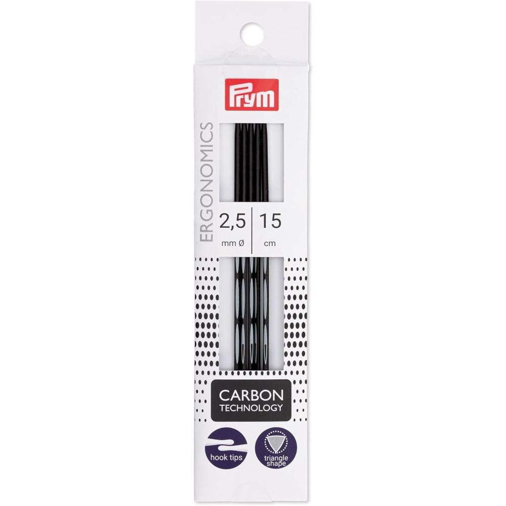 imagePrym 6 Ergonomic Double Point Knitting Needles Carbon US 0 2mmUS 15 25 mm