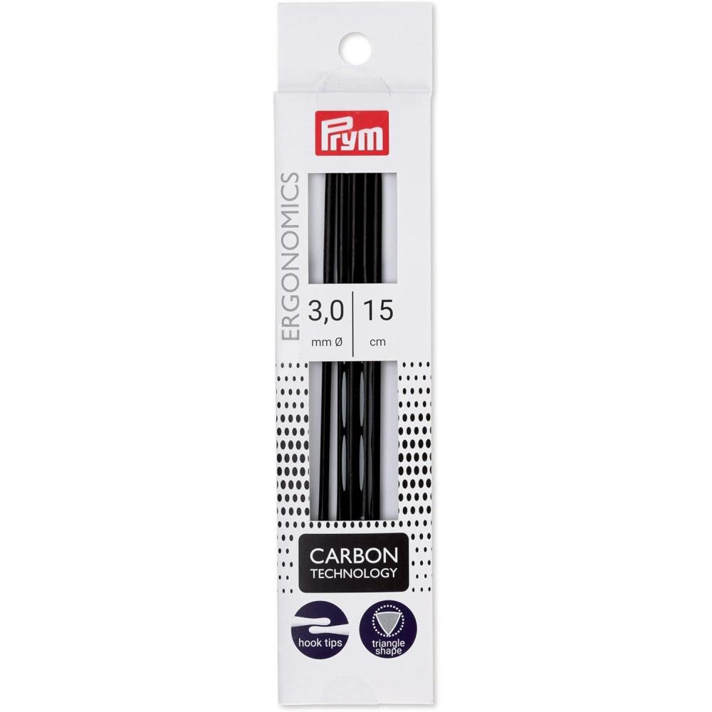 imagePrym 6 Ergonomic Double Point Knitting Needles Carbon US 0 2mmUS 25 3 mm