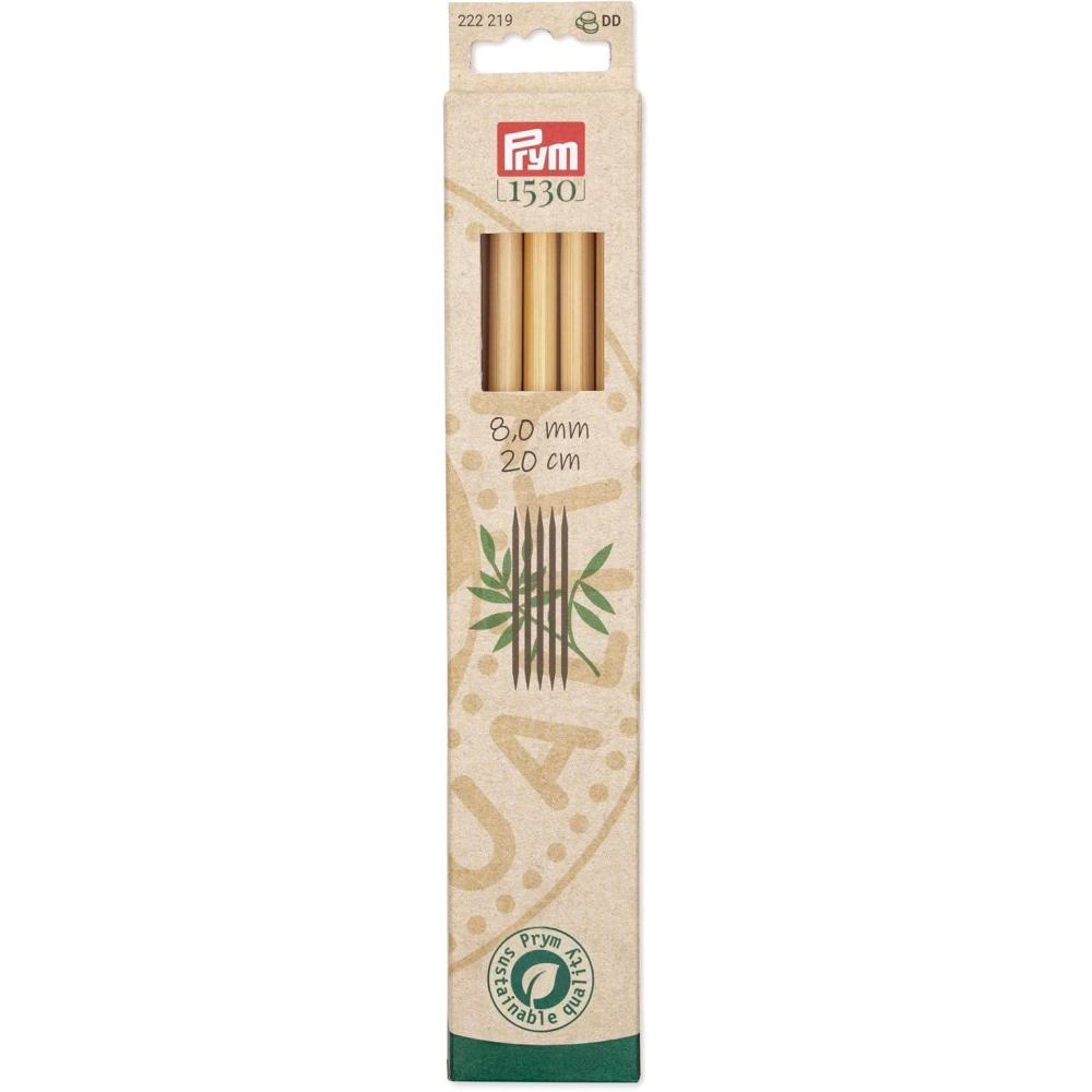 imagePrym 8 Double Point Knitting Needles Bamboo US 13 9mmUS 11 8 mm