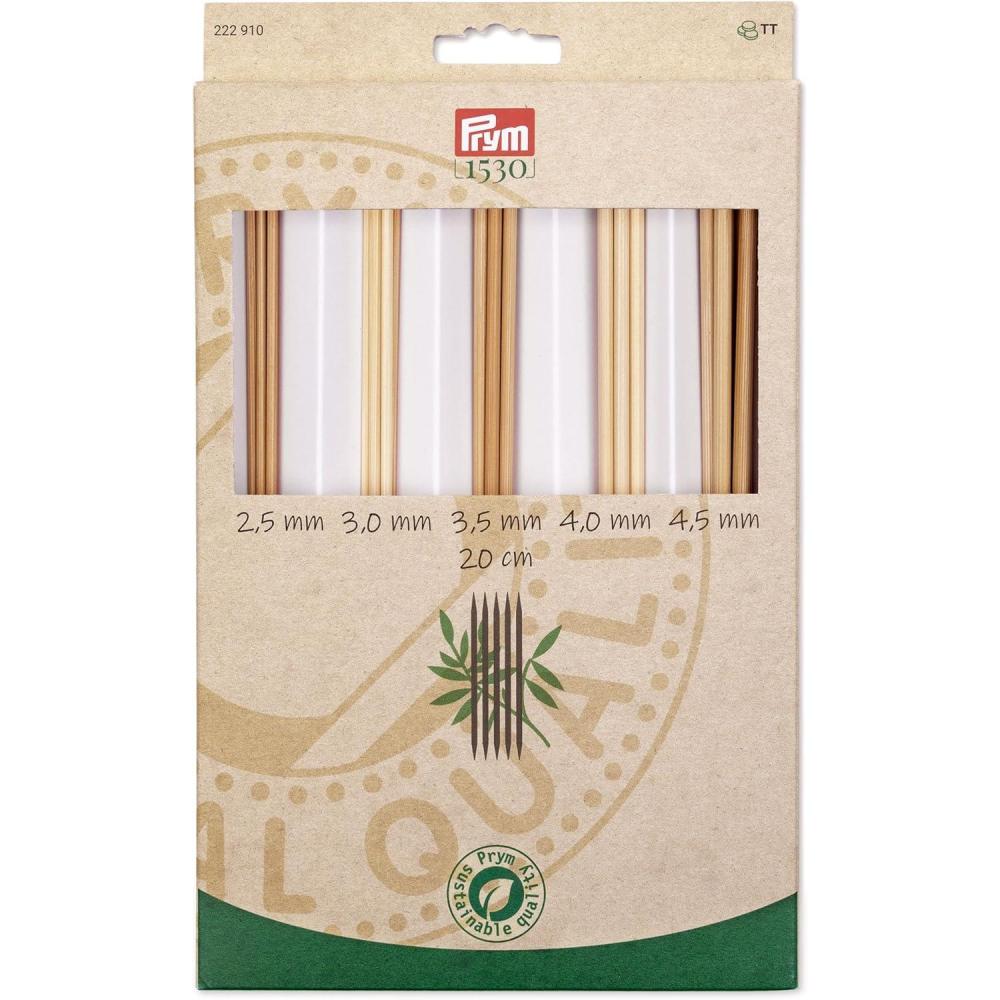 imagePrym 8 Double Point Knitting Needles Set Bamboo 2545mm