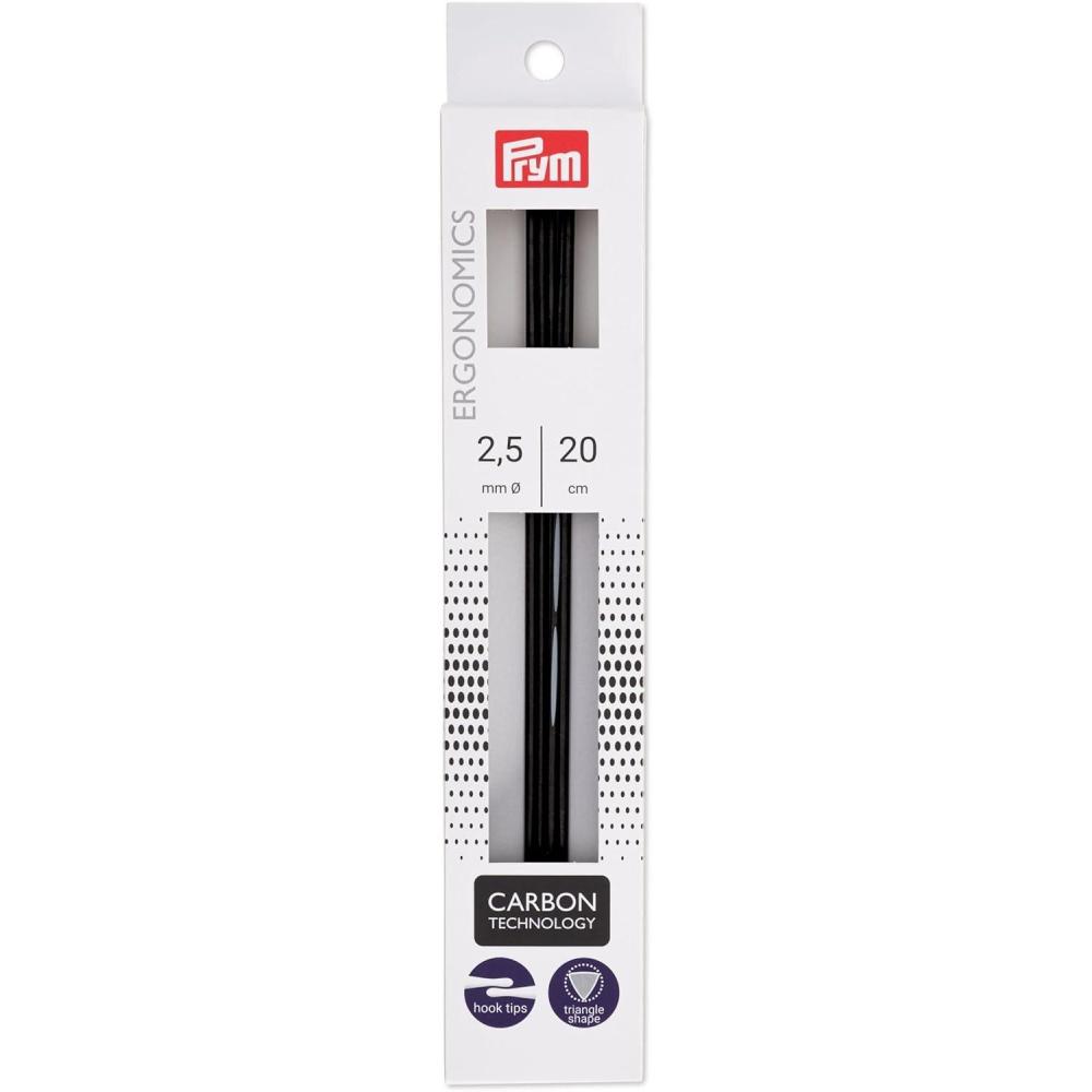 imagePrym 8 Ergonomic Double Point Knitting Needles Carbon US 6 40mmUS 15 25 mm