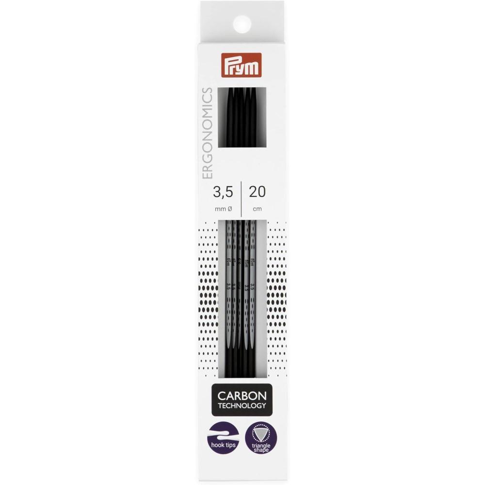imagePrym 8 Ergonomic Double Point Knitting Needles Carbon US 6 40mmUS 4 35 mm