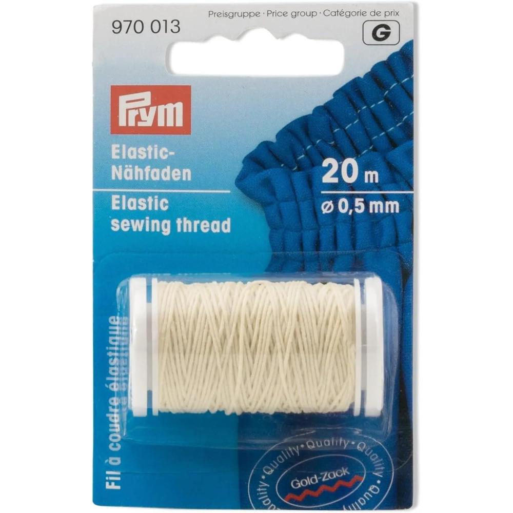 imagePrym Elastic Sewing Thread Sand 22 YD 20 MNatural White