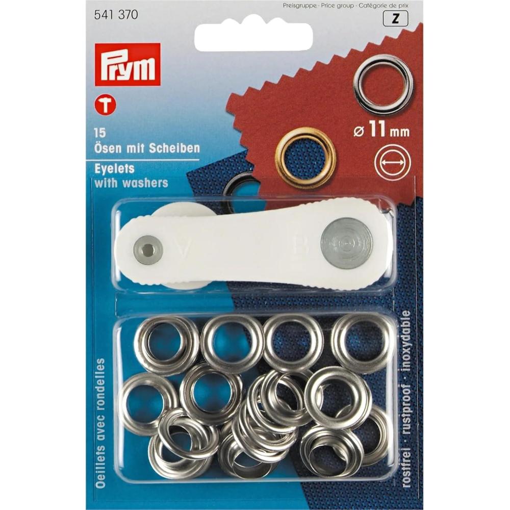 imagePrym Eyelets and washers 11 mm Silver with Tools 15pcA