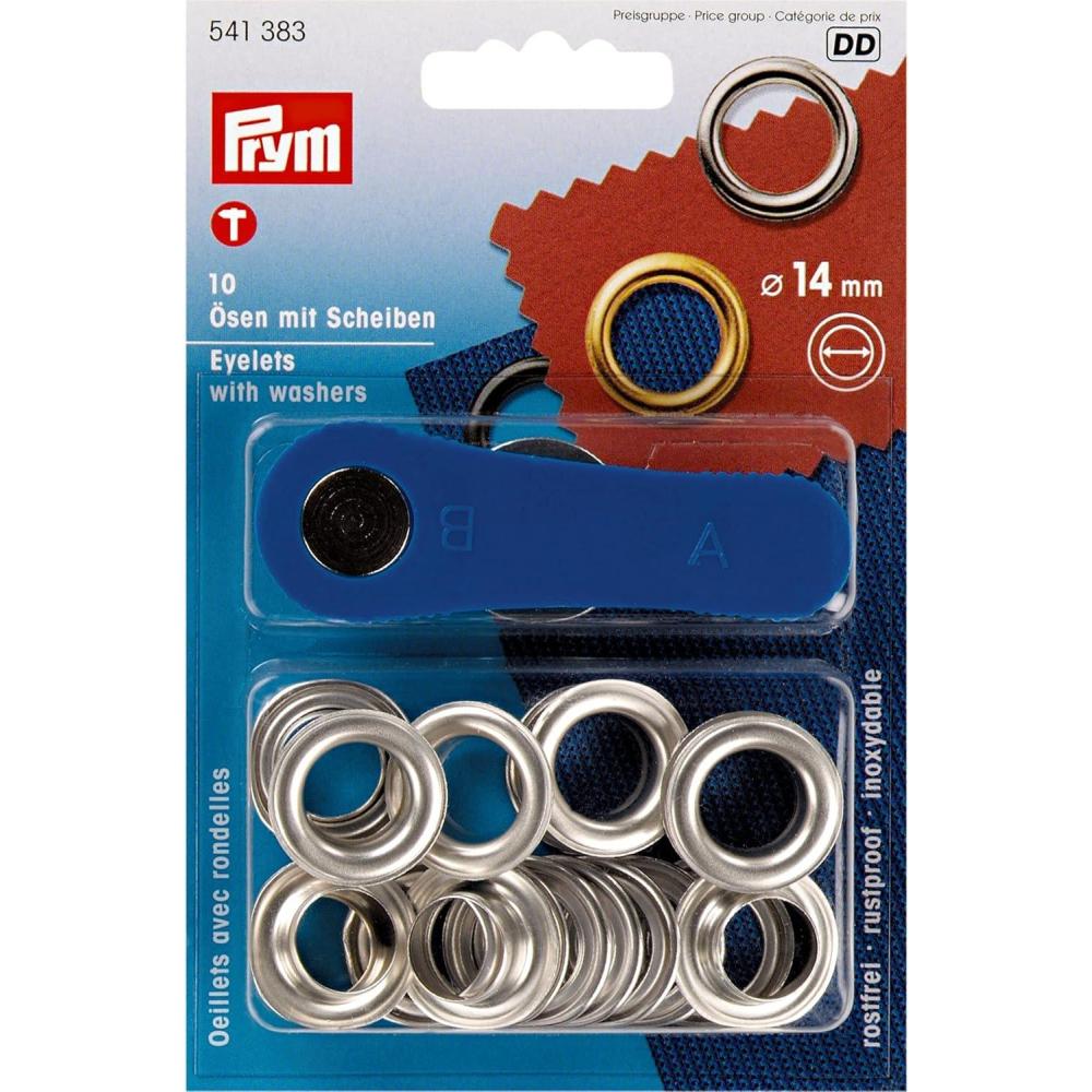 imagePrym Eyelets with washers 14 mm Silver with Tools 10pc