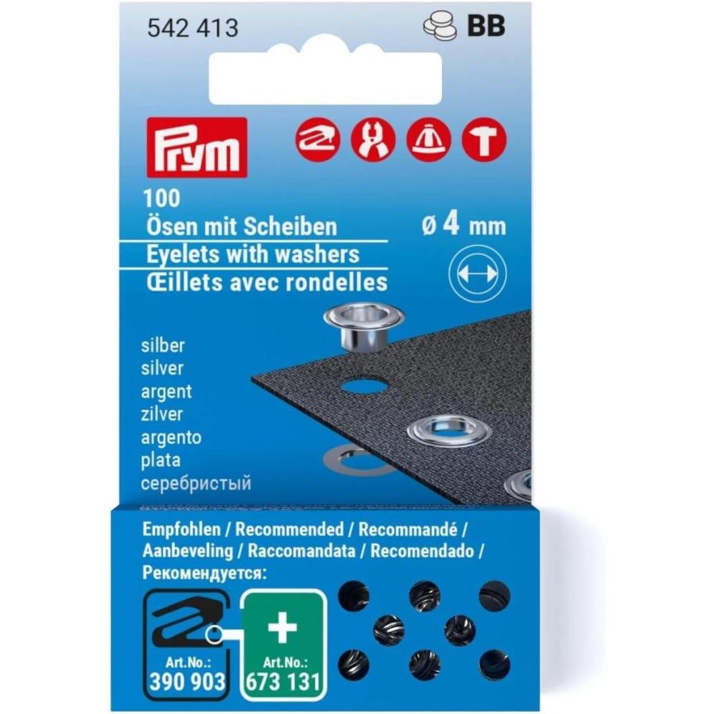 imagePrym Eyelets with washers 4 mm Refill Silver 100pc