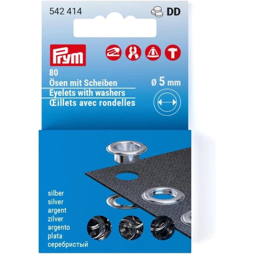 imagePrym Eyelets with washers 5 mm Refill Silver 80pc