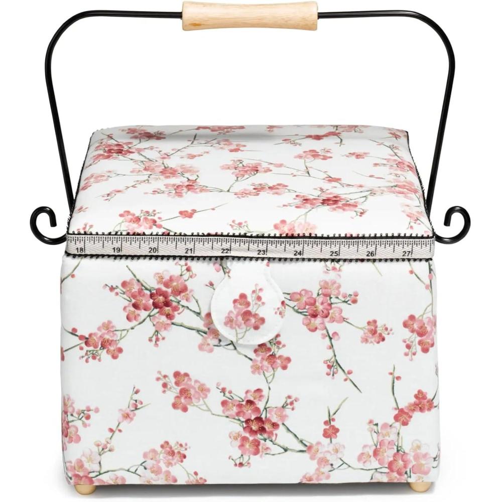 imagePrym Large Square Sewing Basket White Floral