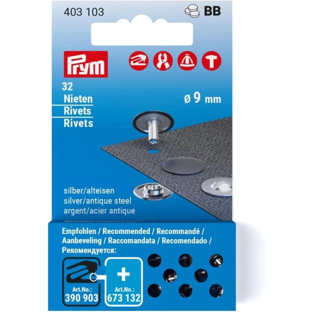 imagePrym Rivets 9 mm Refill SilverAntique Steel 32pc