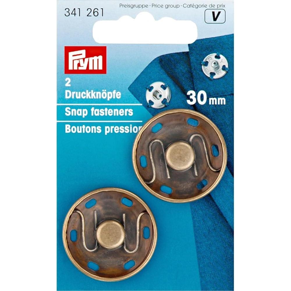 imagePrym Snap Fasteners 30mm Antique BrassBrown