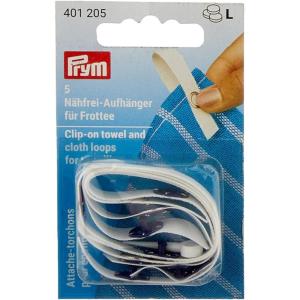 PRYM 401205 Clip-on towel and cloth loops / Towel clips suitable for towelling; white, 5 pieces