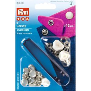 Prym 12mm No-Sew, 6 Sets, Pearl Snap Fasteners, 1-Pack, White 6 Count(1)