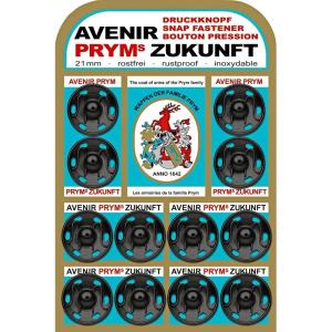 Prym 21mm Sew-On Snaps, 12 Sets, Black