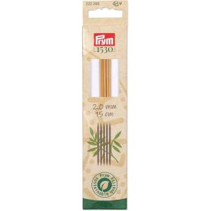 Prym 6″ Double Point Knitting Needles, Bamboo, US 2 (3mm)(US 0 (2 mm))