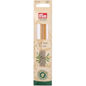 Prym 6″ Double Point Knitting Needles, Bamboo, US 2 (3mm)(US 1.5 (2.5 mm))