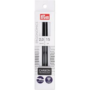 Prym 6″ Ergonomic Double Point Knitting Needles, Carbon, US 0 (2mm)(US 0 (2 mm))