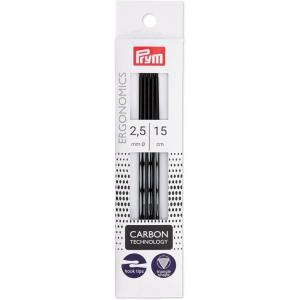 Prym 6″ Ergonomic Double Point Knitting Needles, Carbon, US 0 (2mm)(US 1.5 (2.5 mm))