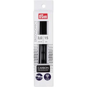 Prym 6″ Ergonomic Double Point Knitting Needles, Carbon, US 0 (2mm)(US 2.5 (3 mm))