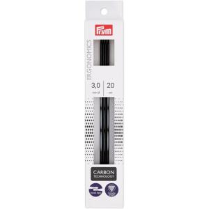 Prym 8″ Ergonomic Double Point Knitting Needles, Carbon, US 6 (4.0mm)(US 2.5 (3 mm))