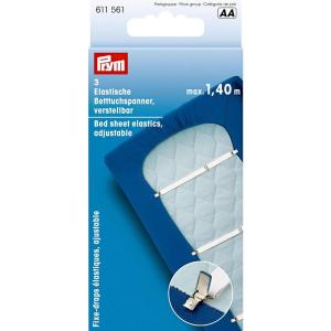 Prym Adjustable, 3 pc Bed Sheet Elastics, White (611561)