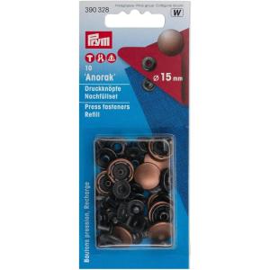 Prym Anorak 12 mm Refill Silver 10pc(15 mm  altkupfer  10 Stück)