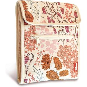 Prym Circular Knitting Needle Case – 9” x 7-1/4” Fan-Fold Organizer with 10 Pockets, Magnetic Closure & Zip Accessory Pocket – Rainbow Specks(Orange Wildflower)