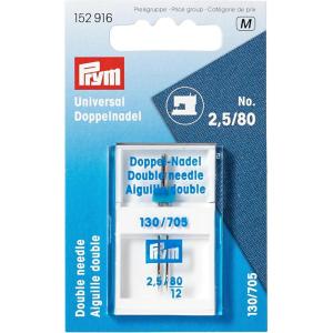 Prym Double Sewing Machine Needle, Universal, Size 2.5 (No. 80)(Silver)