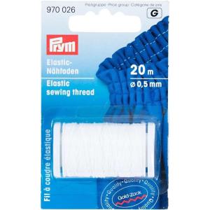 Prym Elastic Sewing Thread, White, 22 YD (20 M)
