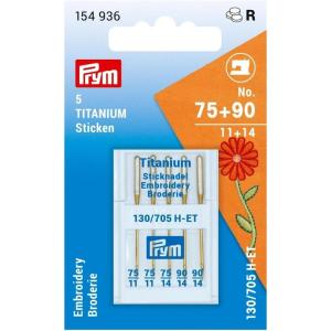 Prym Embroidery Sewing 11+14 (No. 75+90), 5 pc Machine Needles, One Size, Silver 5 Count