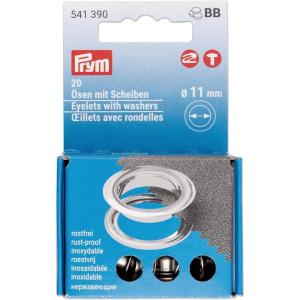 Prym Eyelets with washers 11 mm Refill Silver 20pc