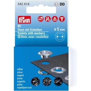 Prym Eyelets with washers 5 mm Refill Silver 80pc