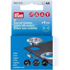 Prym Eyelets with washers 8 mm Refill Silver 32pc