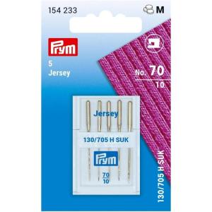 Prym Jersey Sewing, Size 10 (No. 70), 5 pc Machine Needles, Silver 5 Count