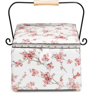 Prym Large Square Sewing Basket, White Floral